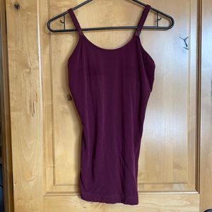 Maroon maternity tank top with built in bra
